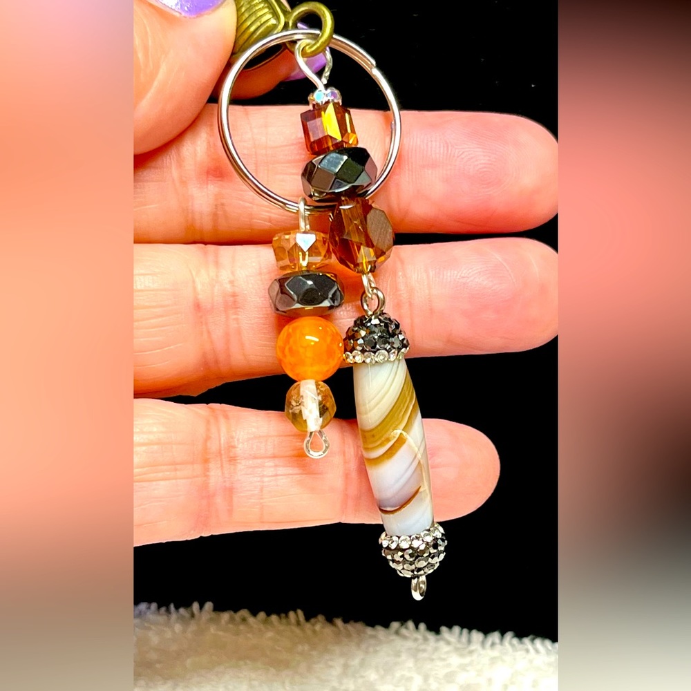 Love fall colors? Stunning neutral tone purse bling-genuine agate